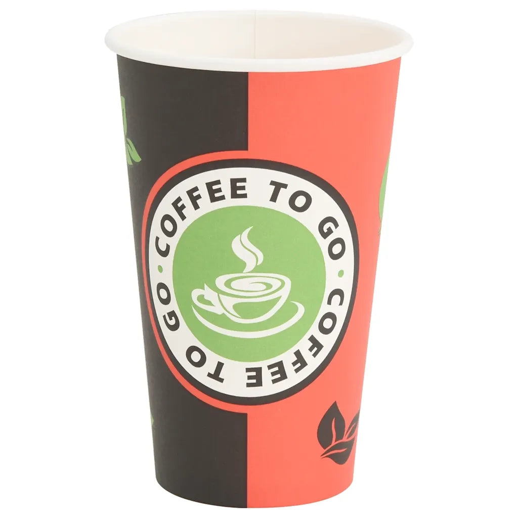 Bicchieri da Caffè in Carta 1000 pz 16oz 400ml Rosso e Nero 4102789