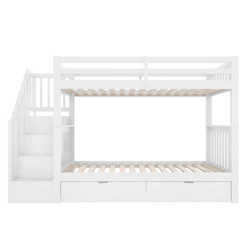 Letto a Castello con Scala e Cassetti ¨C MINIMAL ¨C Bianco 90x200