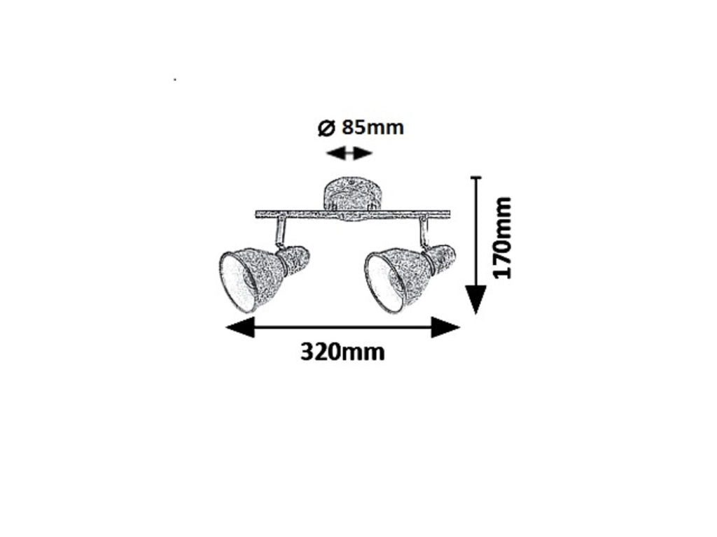 Faretto soffitto argento anticato 2xE14 40W Thelma Rabalux