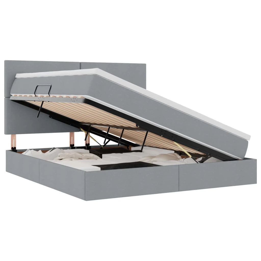 Letto con contenitore e materasso Grigio chiaro 160 x 200 cm