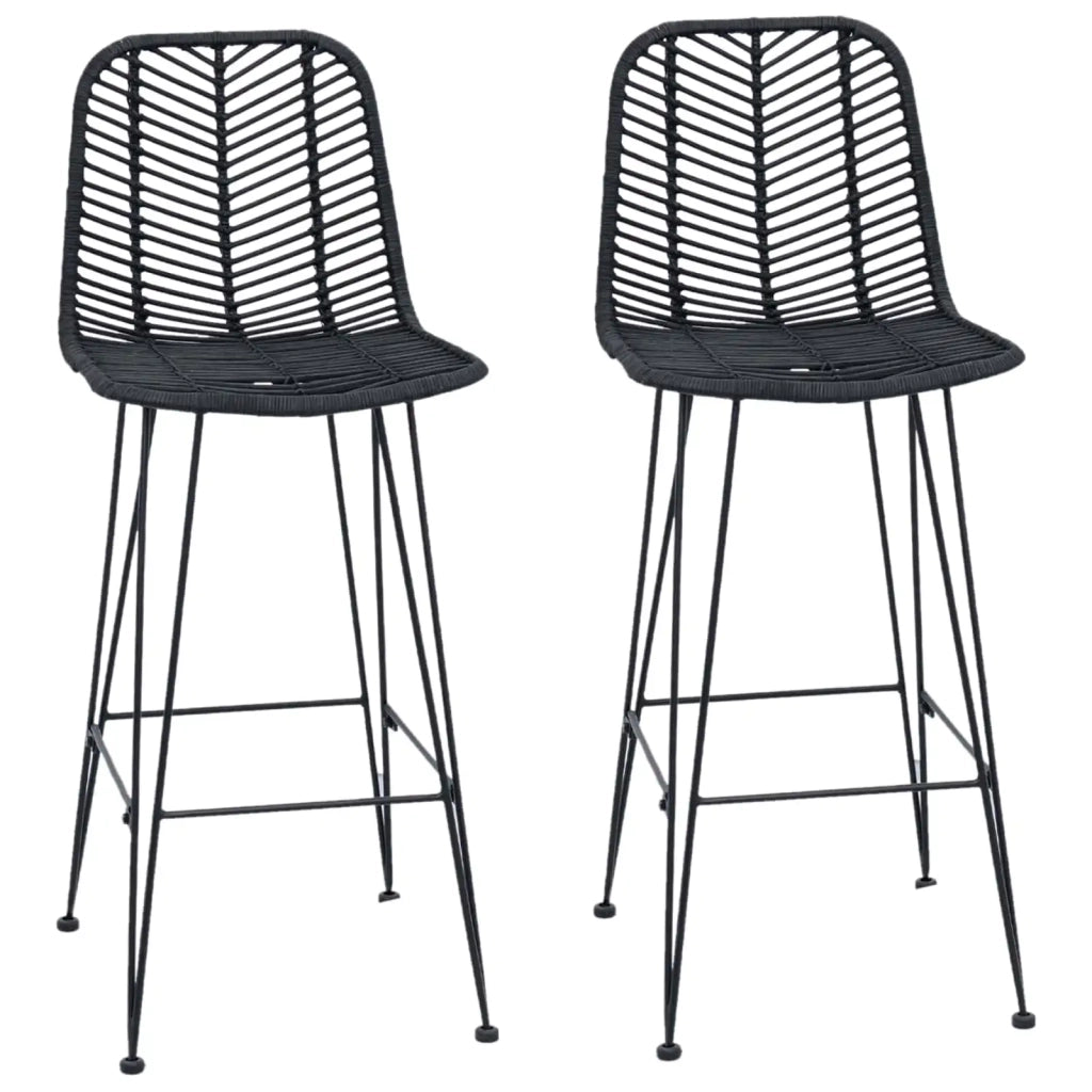 Sedia da Bar 2 pcs Nero 44,5 x 53 x 111 cm Rattan e Ferro 42011549