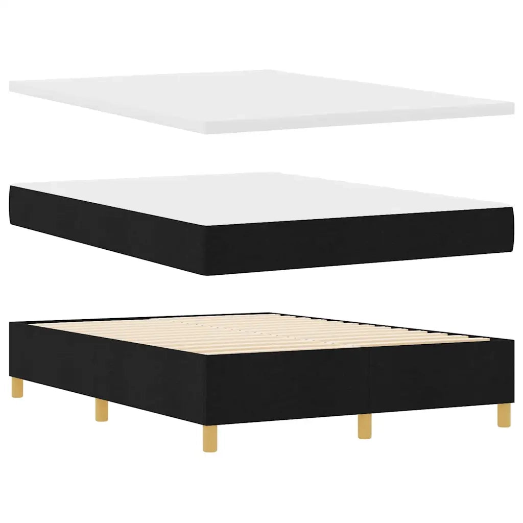 Letto a molle con materasso Nero 140 x 200 cm Tessuto
