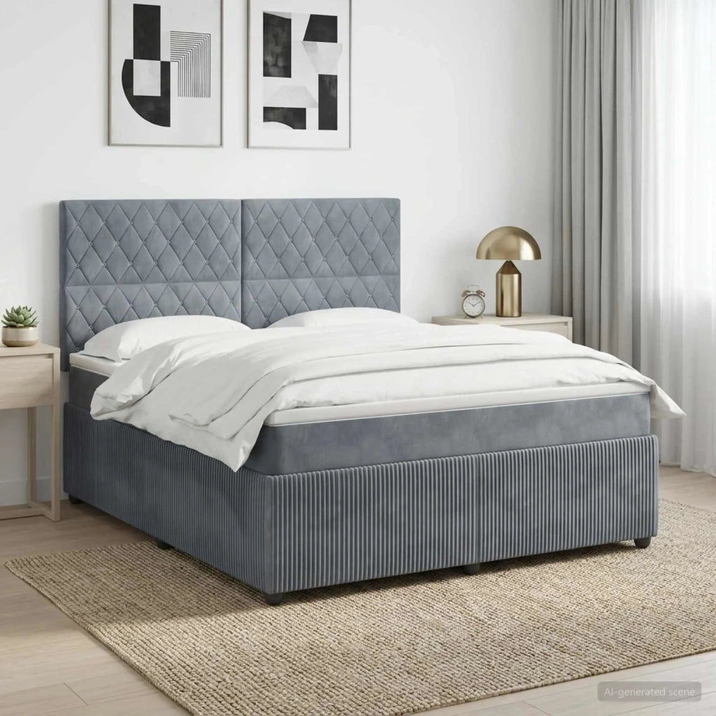 Letto box spring con materasso Grigio Scuro 160 x 200 cm 3454632