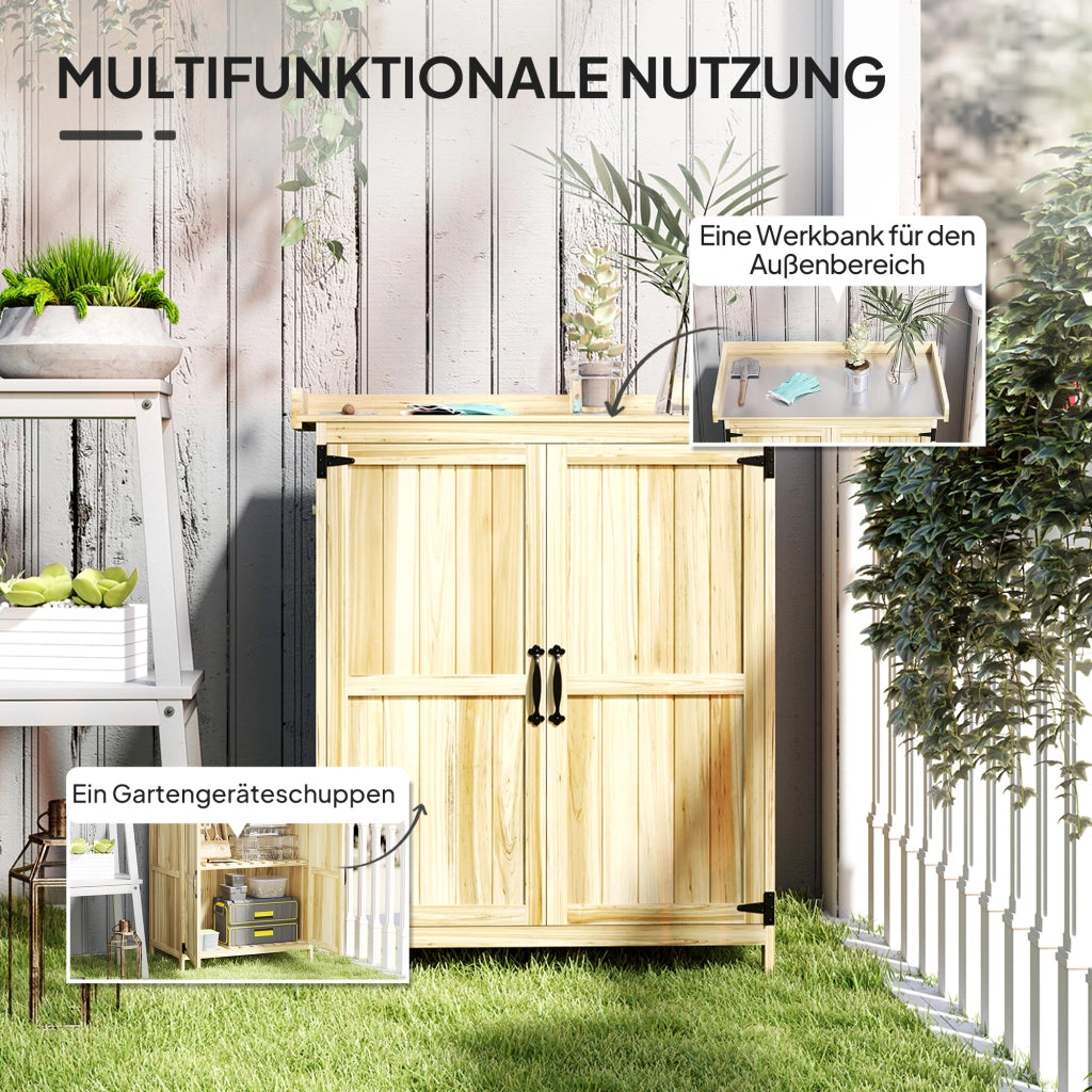 Armadio da giardino con ripiano ¨C zephmum ¨C legno e acciaio