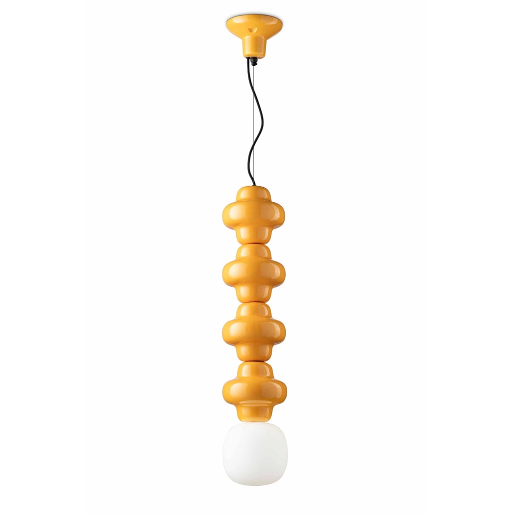 Sospensione Vintage Decò Copacabana 4 Moduli Ceramica Gialla 1 Luce E27