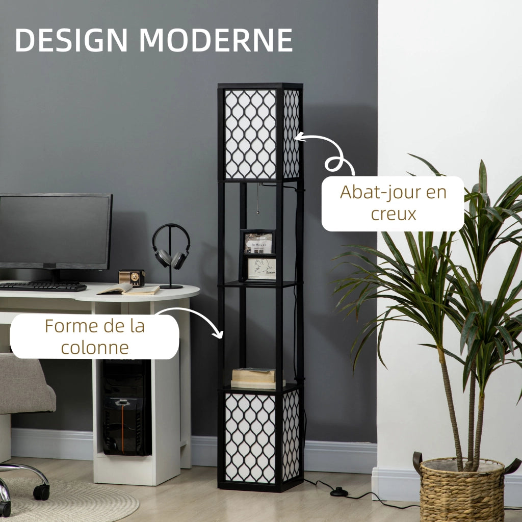 Lampada a piantana ¨C Minimal ¨C nero MDF 26x26x156 cm