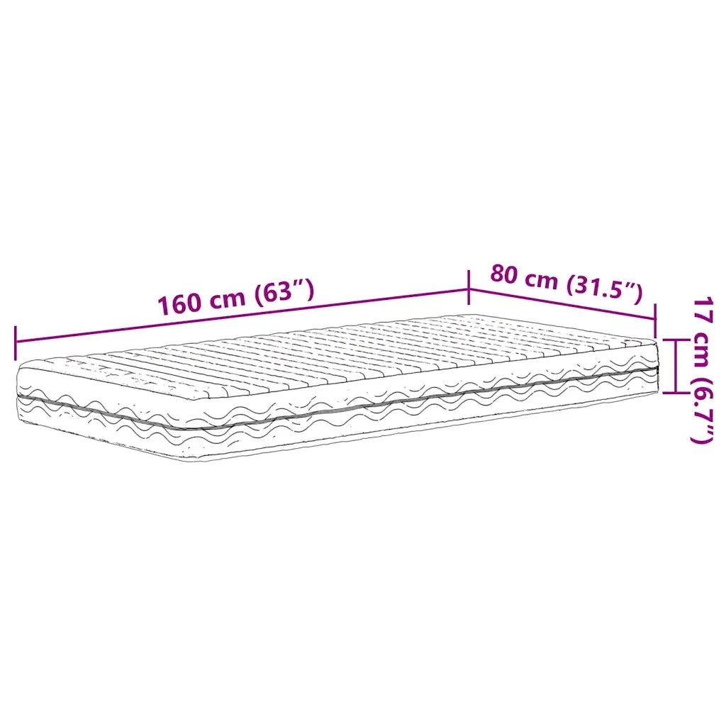 Materasso in Schiuma per Bambini Bianco 80x160 cm Durezza H2 H3 4016552