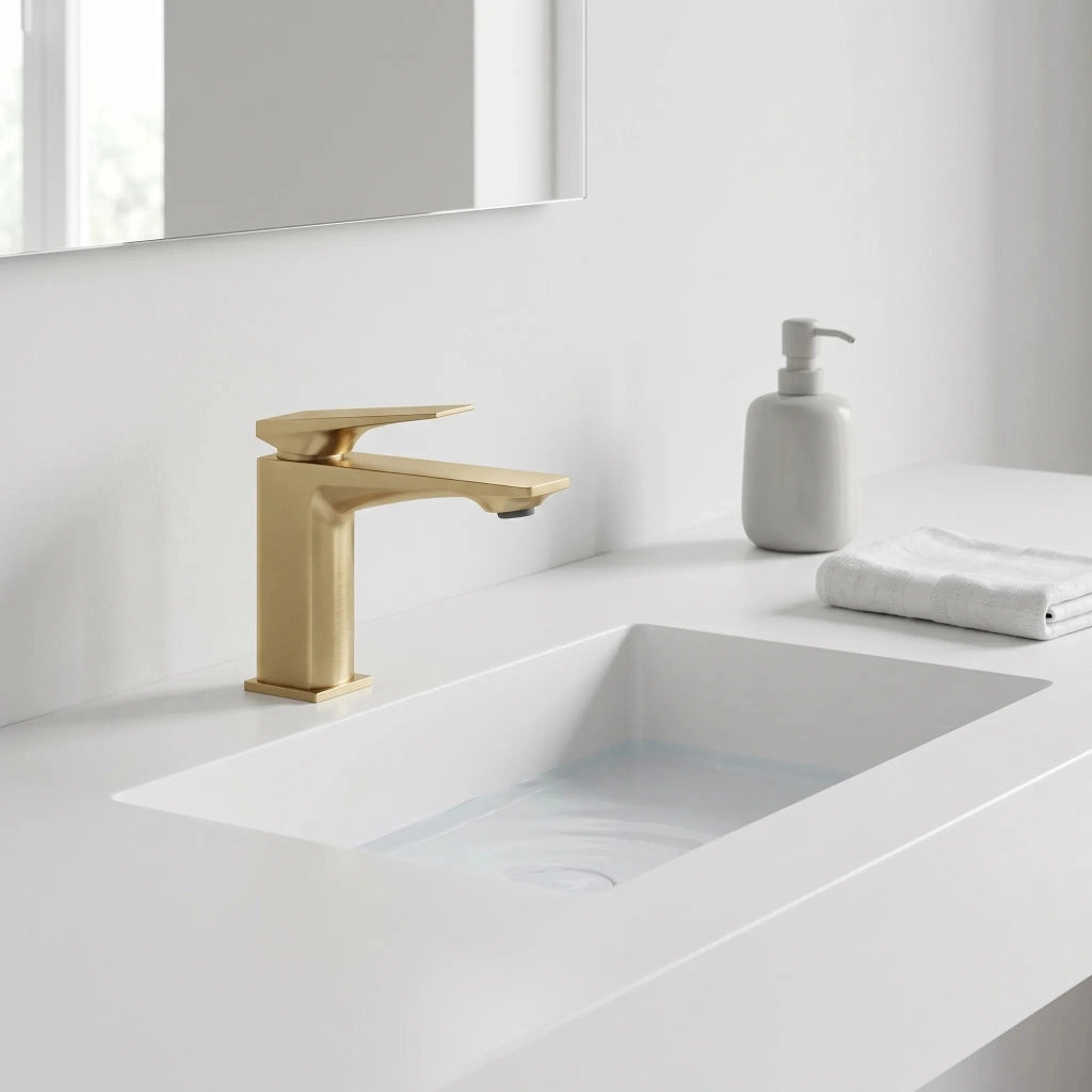 Rubinetto Da Lavabo Premium Rea Prime Brush Gold Low