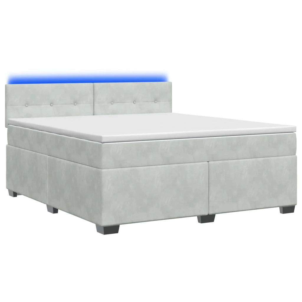 Letto con Box Spring, Materasso e LED Grigio Chiaro Velluto 3452228