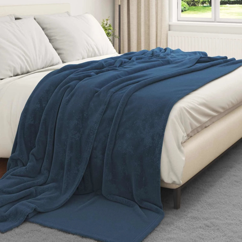 Coperte da Pile 6 pz Blu navy 240 x 270 cm Panno