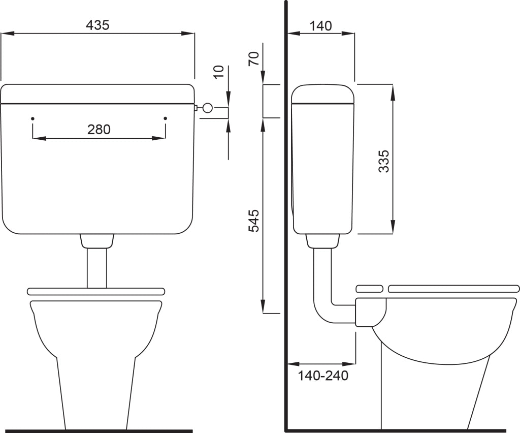 Cassetta di risciacquo esterna scarico wc zaino Iris Duo due scarichi tasti bagno