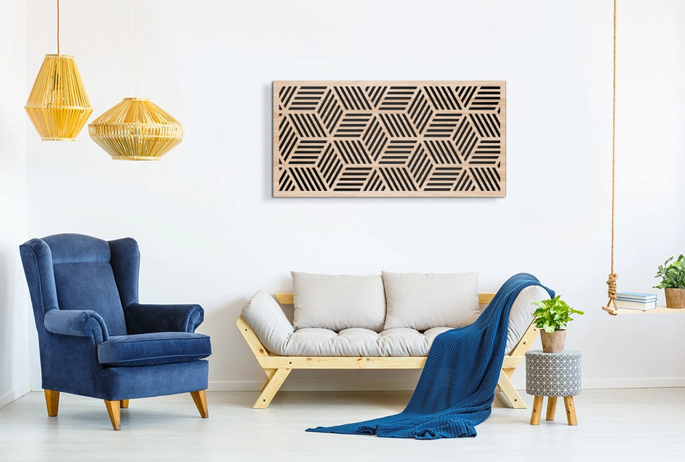 CUBIC - Quadro arredo LASERCUT composito Legno e PVC Misura: 50x100 cm