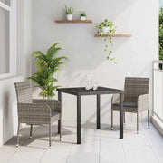 Set da Pranzo per Giardino con cuscino 3 pcs Grigio polyrattan 3380106