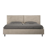 BS COM Letto matrimoniale king size contenitore imbottito 190x210 microfibra sabbia Large