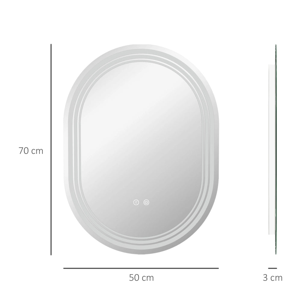 Specchio da Bagno con Luce LED ¨C Minimal ¨C Bianco 70x50 cm