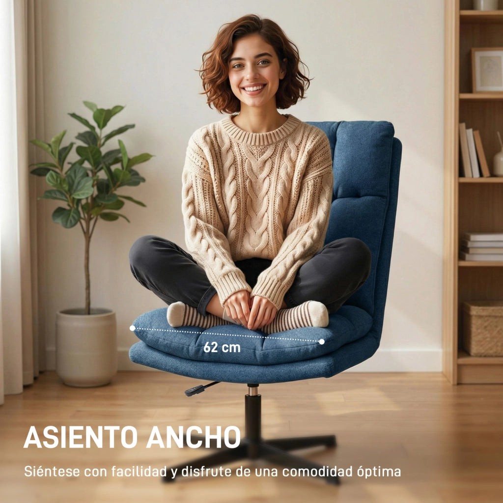 Poltrona Girevole Ajustable ¨C Zephmum ¨C Base Metallo Azul Oscuro
