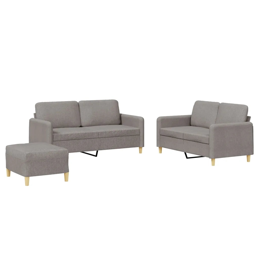Set di Divani 3 pz con Cuscini Tortora in Tessuto 3202101
