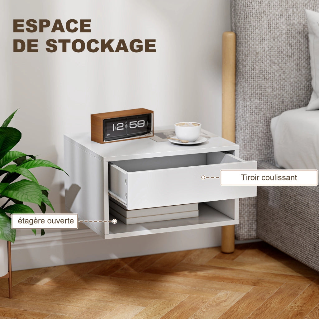 Comodino a muro ¨C zephmum ¨C bianco 37x32x21
