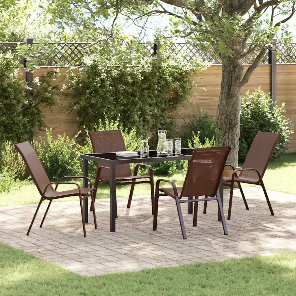 Set da Pranzo per Giardino 5 pcs Marrone e Nero