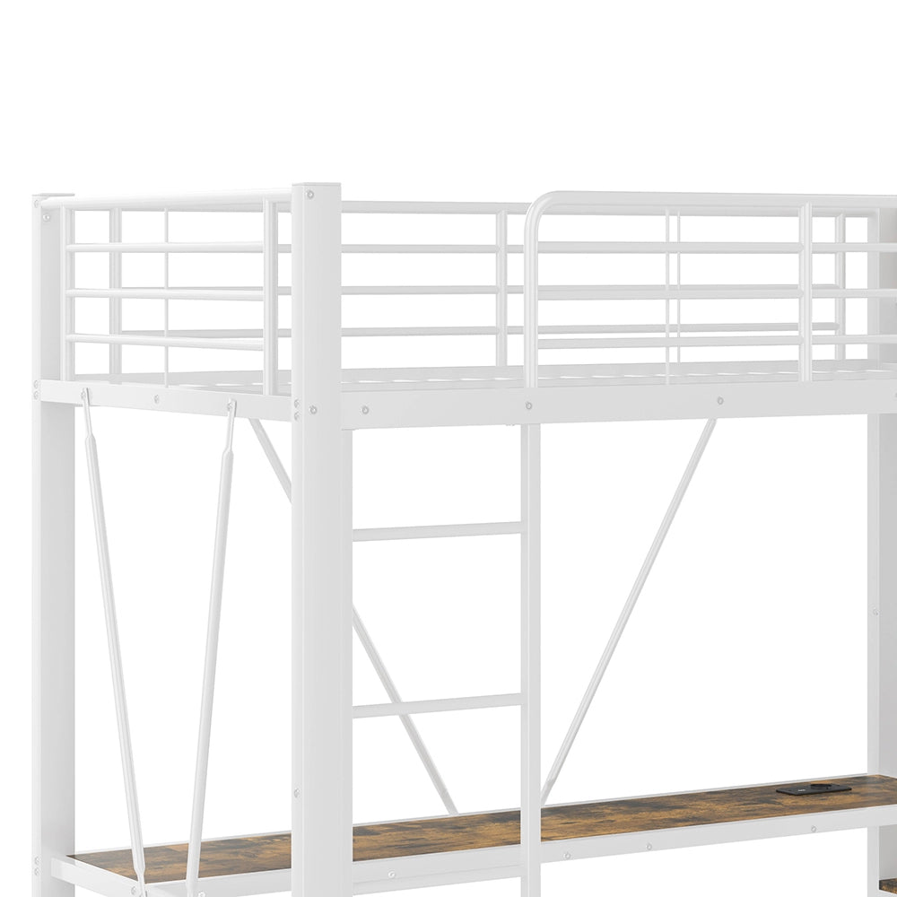 Letto a soppalco - Xylo - 90x200 cm scrivania USB bianco