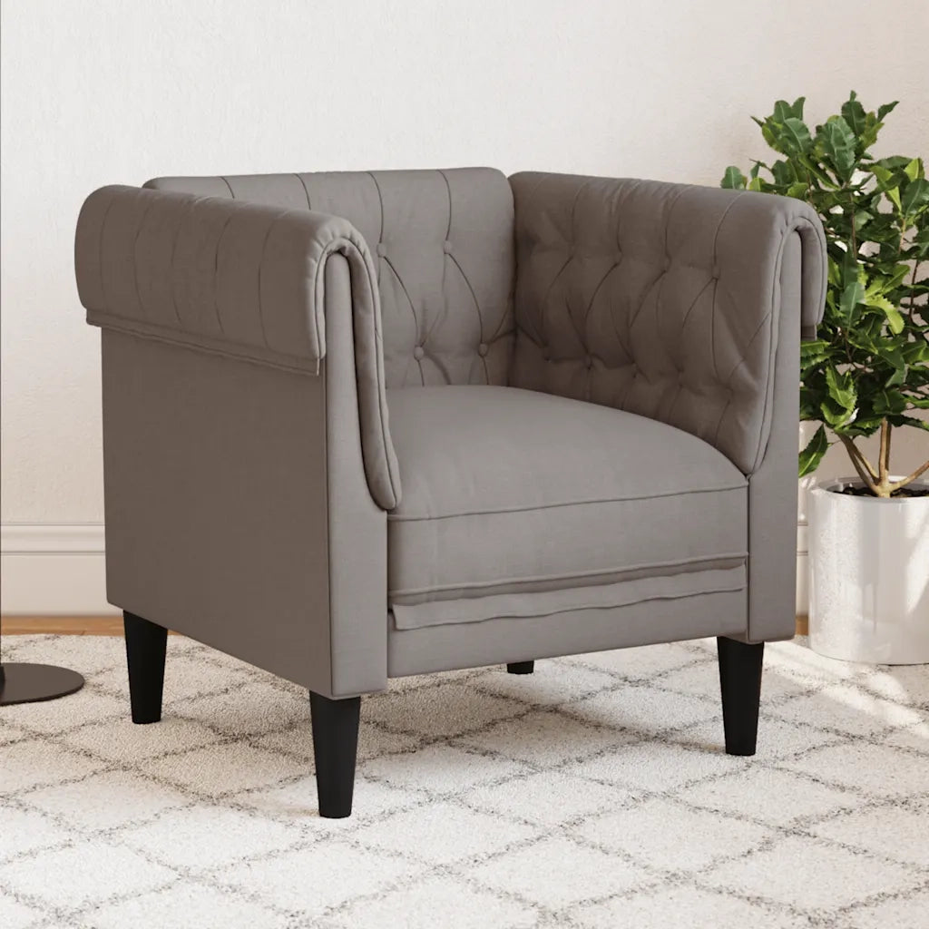 Poltrona Chesterfield Tortora in Tessuto 372543