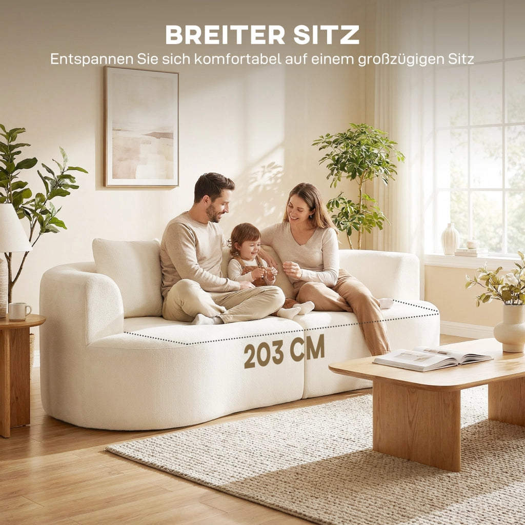 Divano 3 posti in chenille ¨C zephmum ¨C crema, imbottito, 260 cm