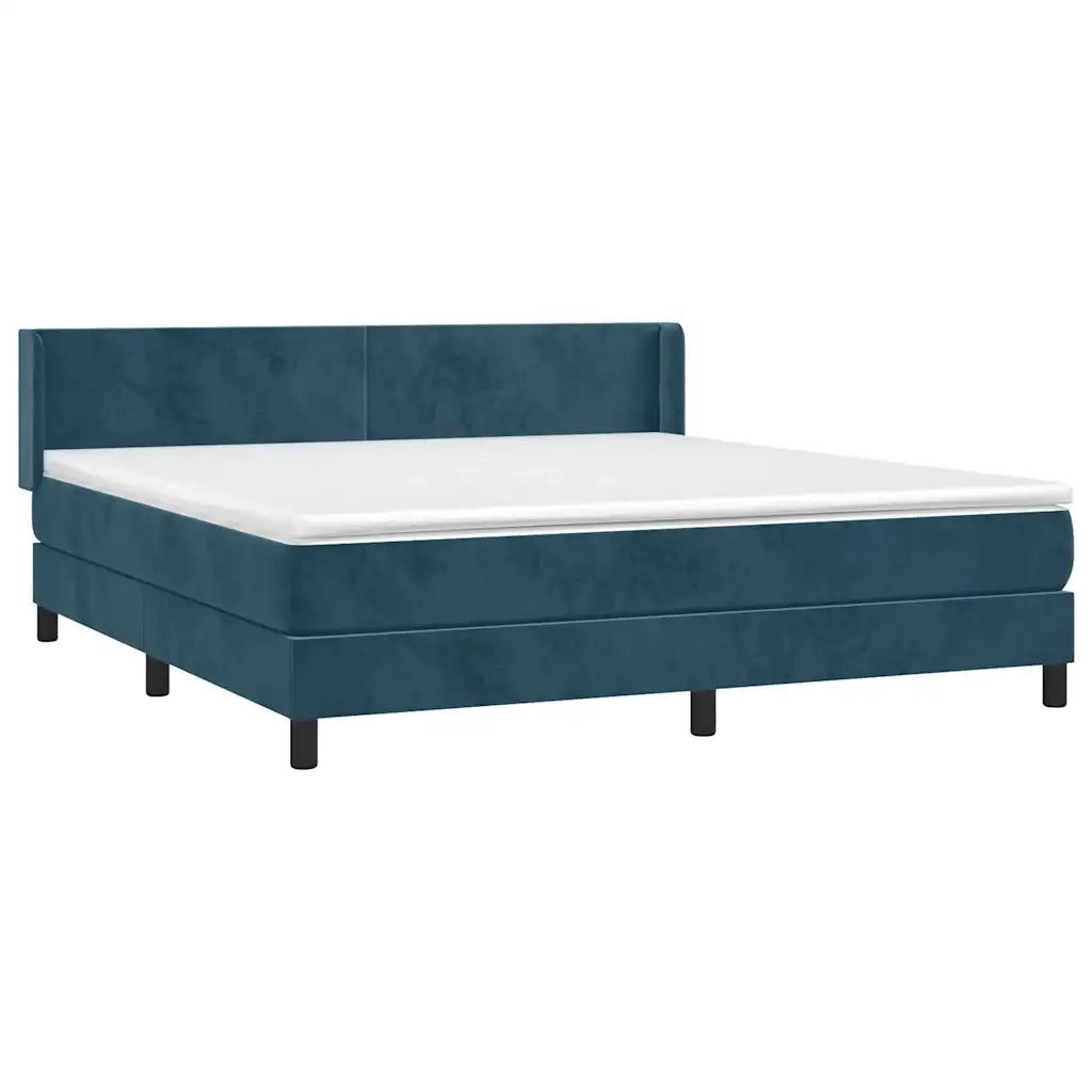 Giroletto a Molle con Materasso Blu Scuro 160x200 cm in Velluto 3130851