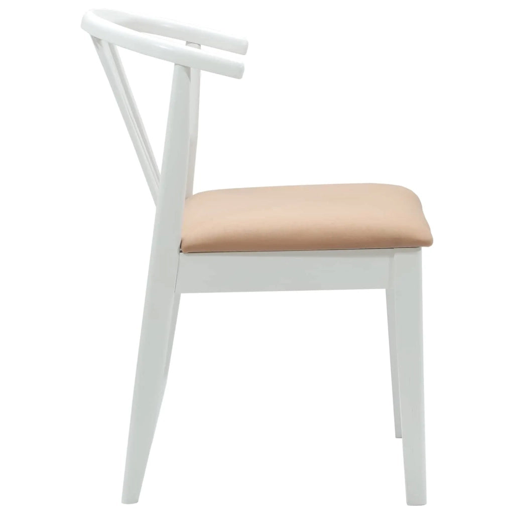 Sedia da pranzo 2 pcs Bianco e marrone Legno di gomma massiccio 42020400