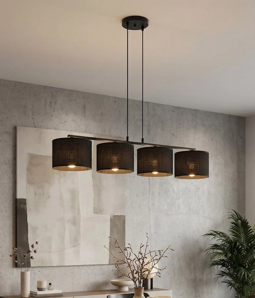 Lampada a sospensione ECO nera cilindrica 4xE27 Emibig