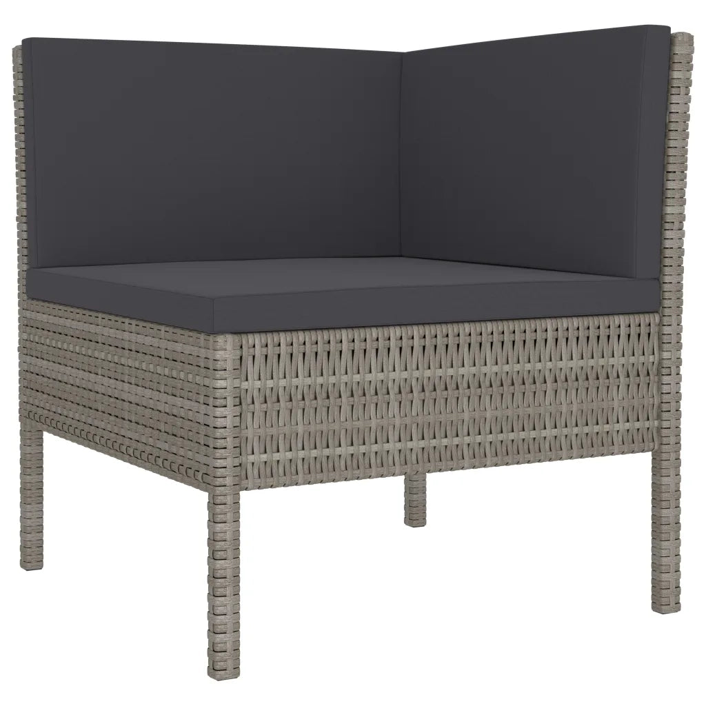 Set Divani da Giardino 10 pz con Cuscini in Polyrattan Grigio 3056976