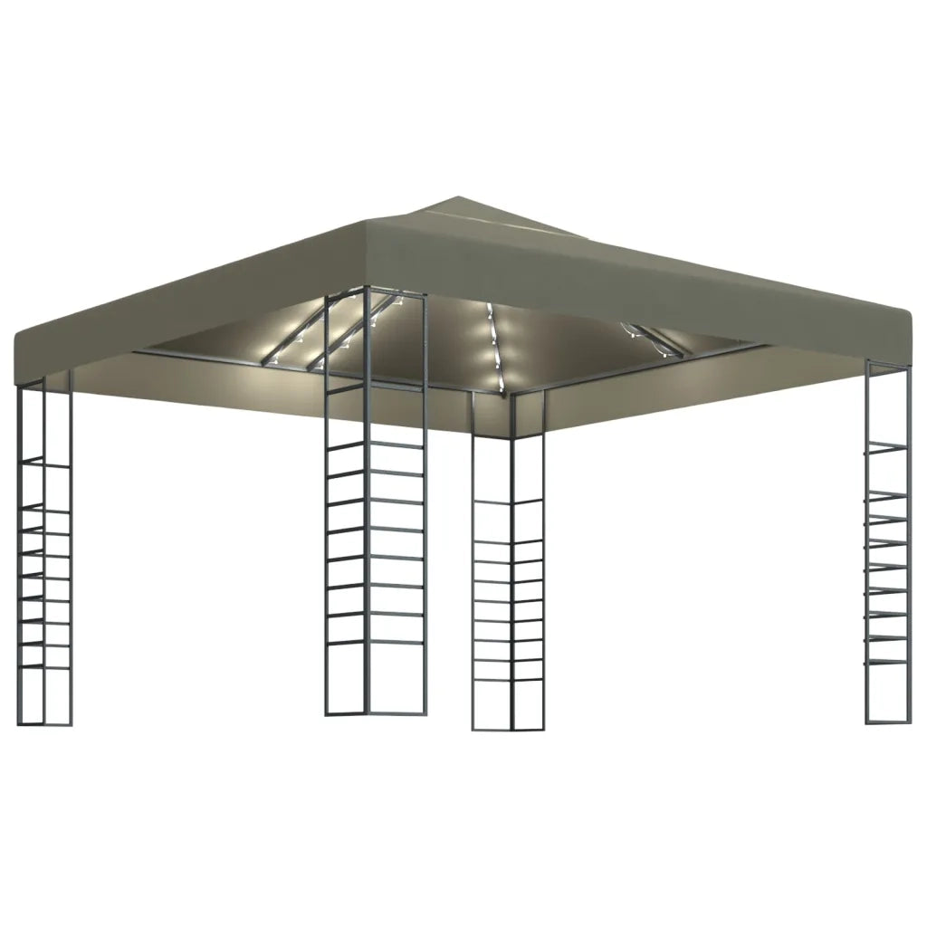 Gazebo | Pergolato con Luci LED a Stringa 3x3 m Grigio Talpa