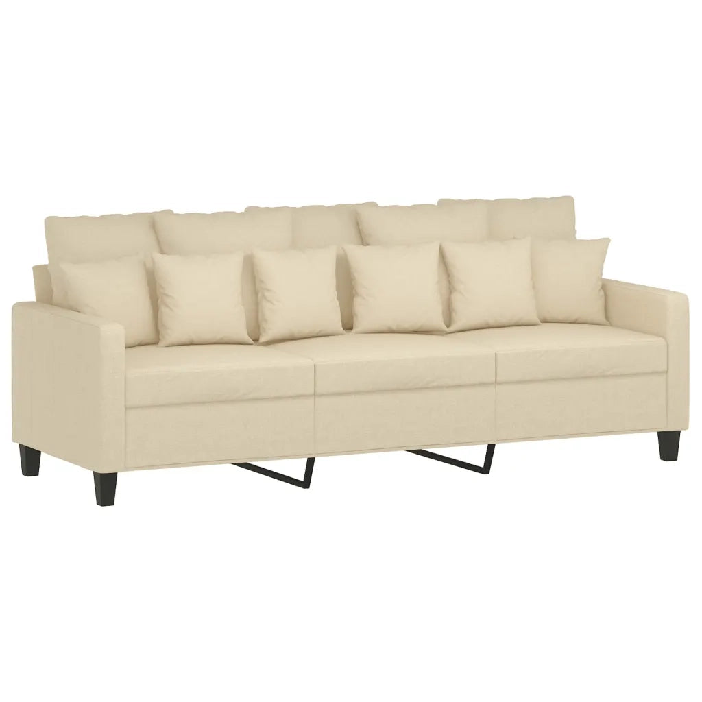 Set di Divani 2 pz con Cuscini Crema in Tessuto 3201666