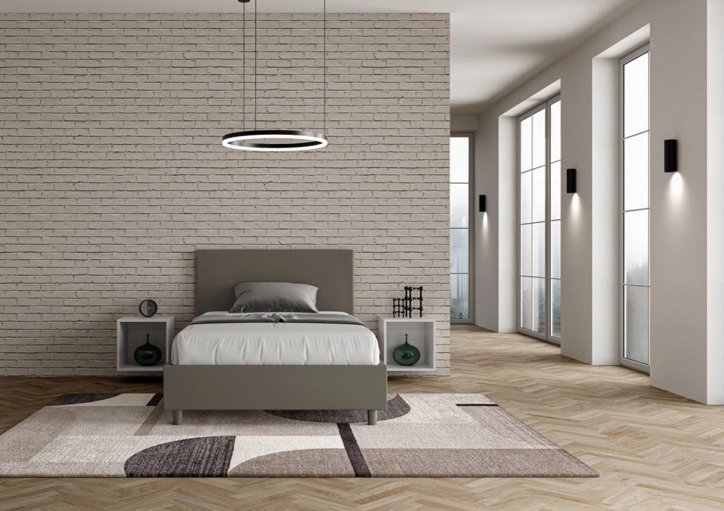 BS COM Letto una piazza e mezza contenitore imbottito 120x200 similpelle cappuccino