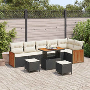 Set Divano da Giardino con cuscino 9 pcs Nero e Crema 3363195