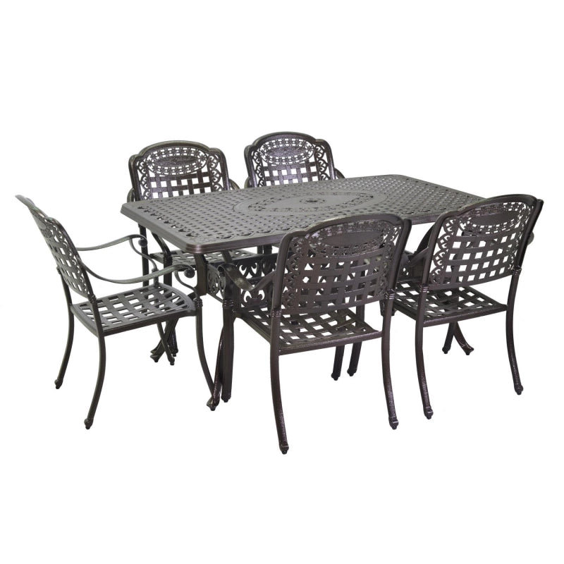 Completo pranzo alluminio pressofuso Maryland bronzo 7 pezzi