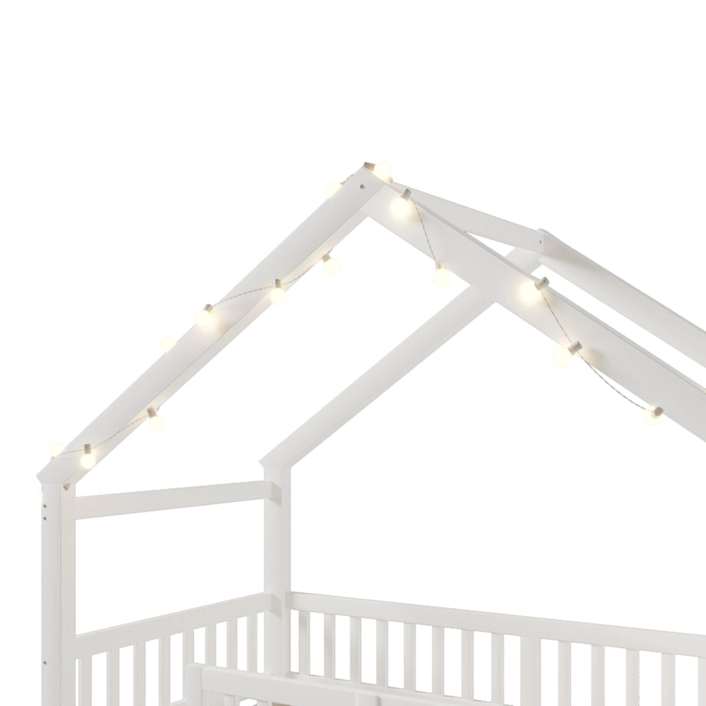 LETTO per bambini a casetta con sponde 90x190 cm in legno bianco