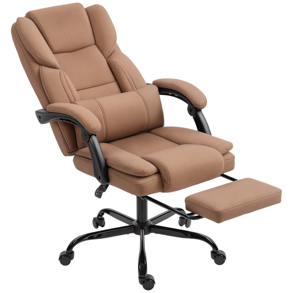 Sedia da Ufficio Reclinabile in Similpelle con Poggiapiedi e Rotelle ¨C Minimal ¨C Marrone 65x67x111-119 cm