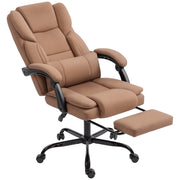 Sedia da Ufficio Reclinabile in Similpelle con Poggiapiedi e Rotelle ¨C Minimal ¨C Marrone 65x67x111-119 cm