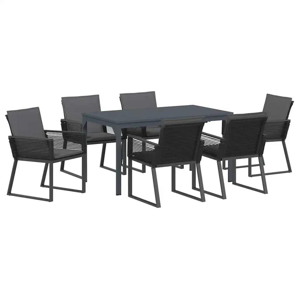 Set da Pranzo per Giardino 7 pcs Antracite polyrattan