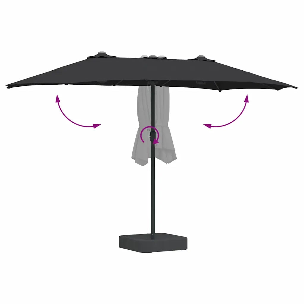 Ombrello da giardino-Ombrellone da spiaggia Nero 385 x 209 x 244 cm
