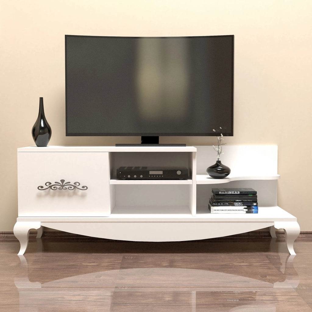 Rinaldo, Mobile Porta tv 2 Ripiani, 130x45x51h cm Bianco