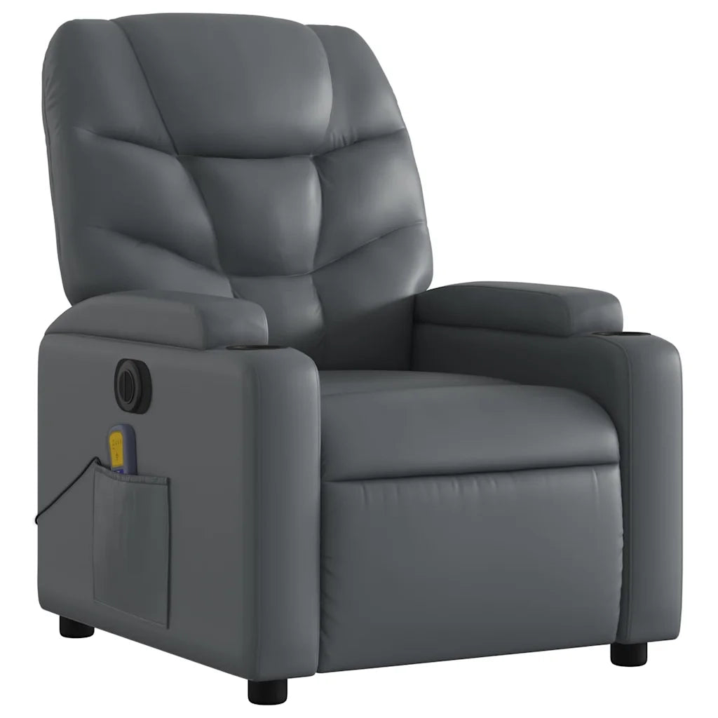 Poltrona Massaggiante Elettrica Reclinabile Grigio Similpelle 3204654