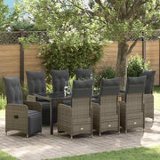 Set da Pranzo per Giardino con cuscino 9 pcs Grigio polyrattan 3379680