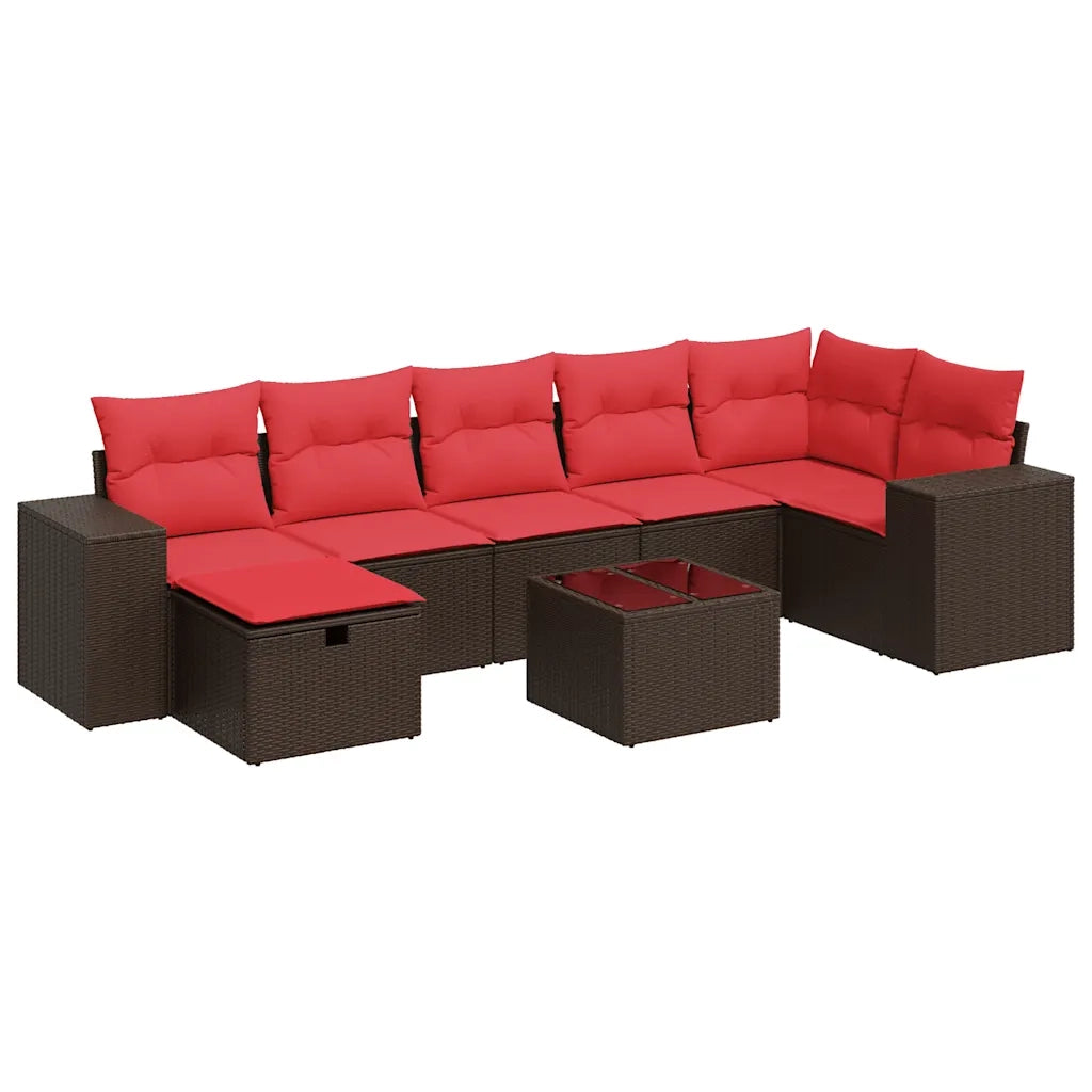 Set Divani da Giardino 8 pz con Cuscini Marrone in Polyrattan 3325720