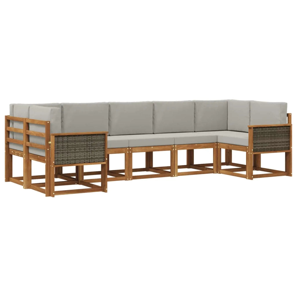 Set di divani da esterno 7 pz Naturale e Grigio Chiaro 3385507