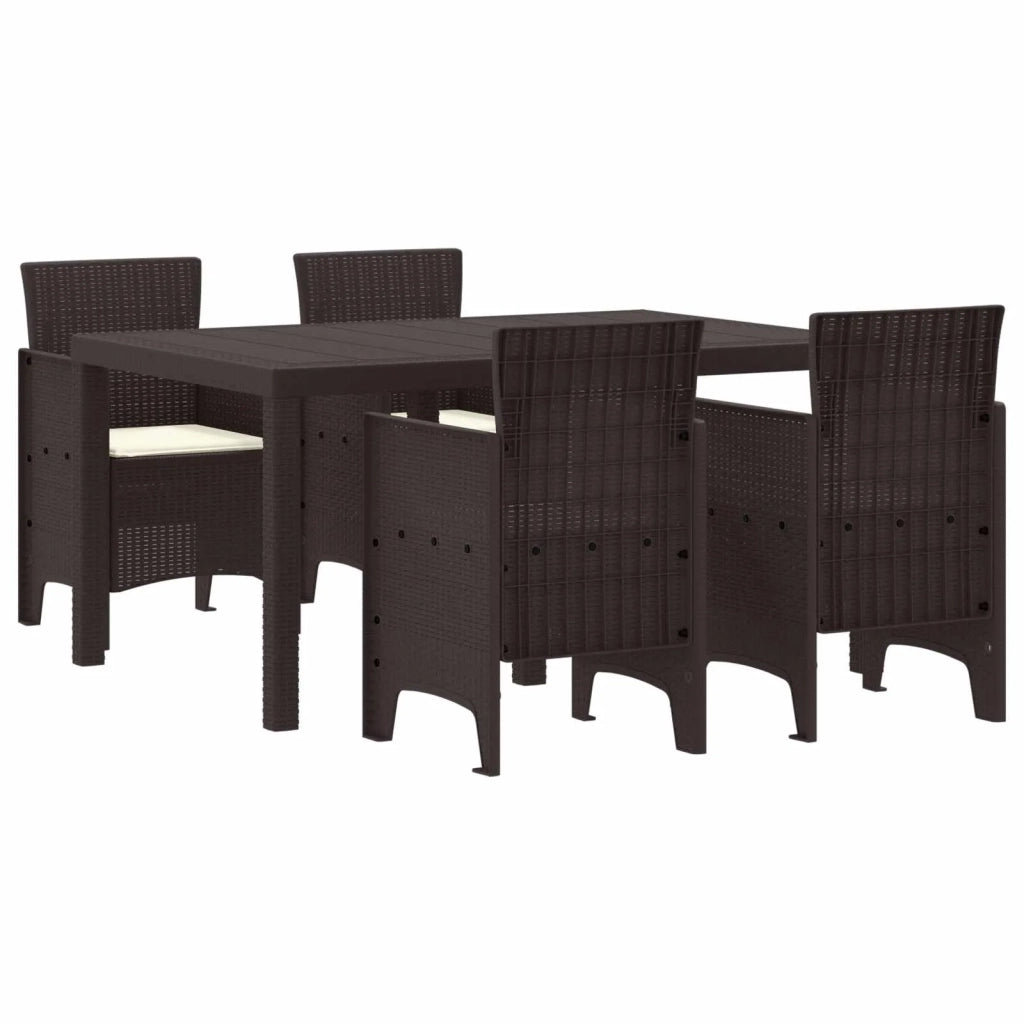 Set da Pranzo per Giardino 5 pcs Marrone Rattan Polt 3378701
