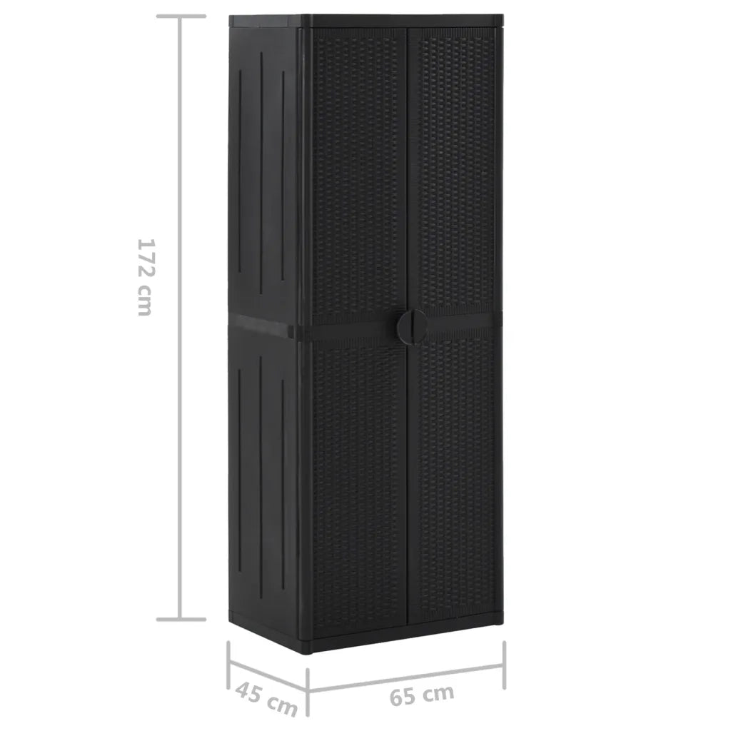 Mobile contenitore multiuso per interni 65 x 45 x 172 cm con 4 ripiani in PP nero codice 02_0046121.