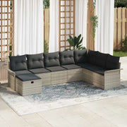 Set Divano da Giardino 8 pcs Grigio chiaro Poly Rattan