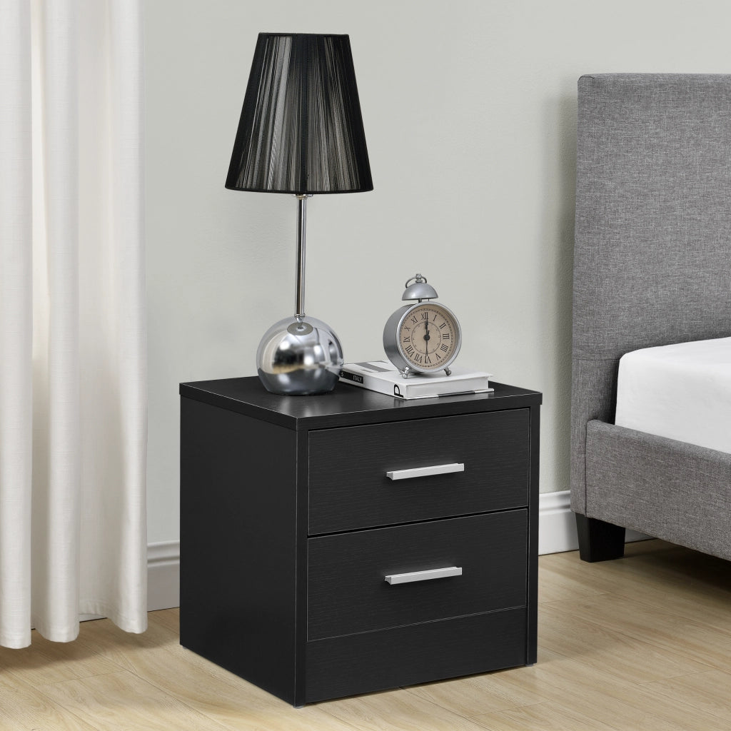 Comodino con 2 Cassetti 38 x 34 x 37 cm - Nero [en.casa]