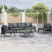 Set Divano da Giardino con cuscino 6 pcs Nero Acciaio